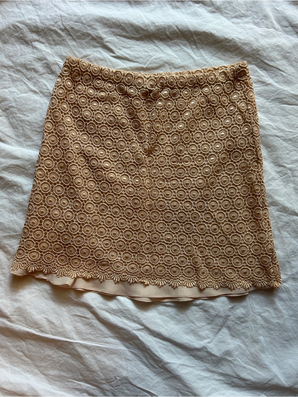 Rozae Marie 90s peachy-tan lace miniskirt
